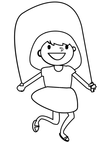 Cartoon Girl With Jumping Rope Coloring Page