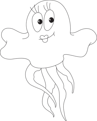 Cartoon Jellyfish Image Coloring Page