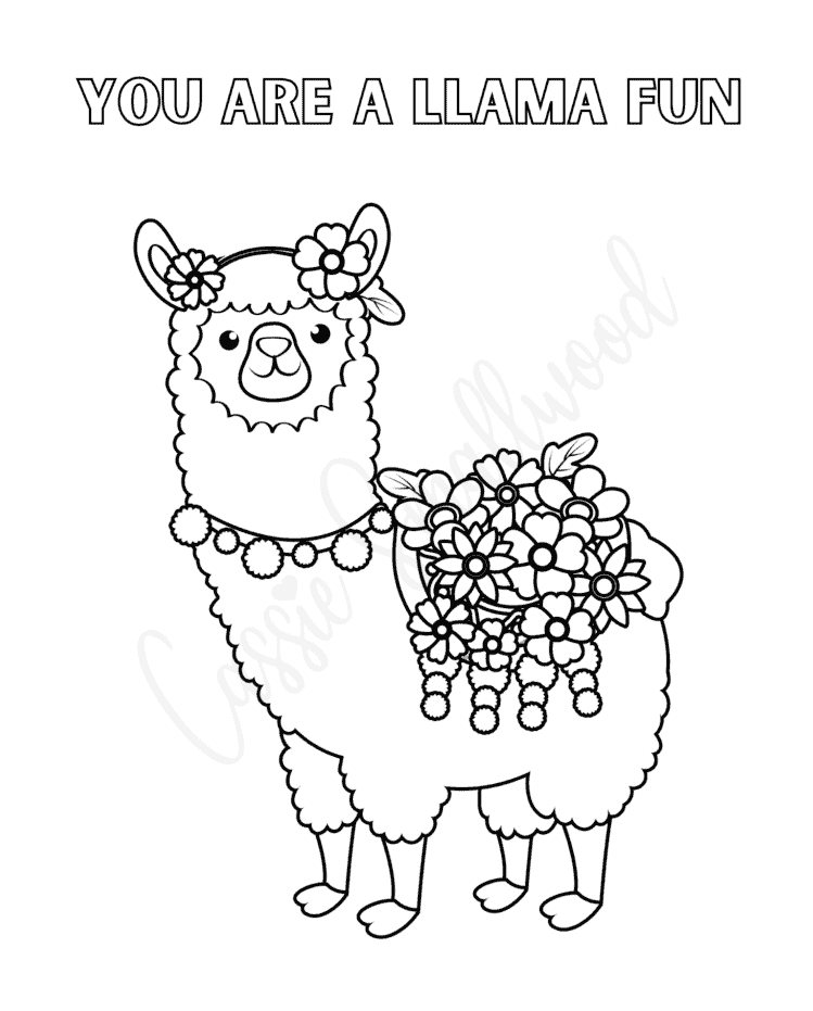 Cartoon Llama Coloring Subject