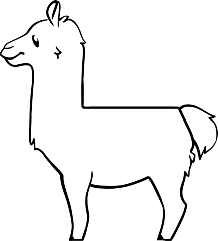 Cartoon Llama Image For Kids Coloring Page