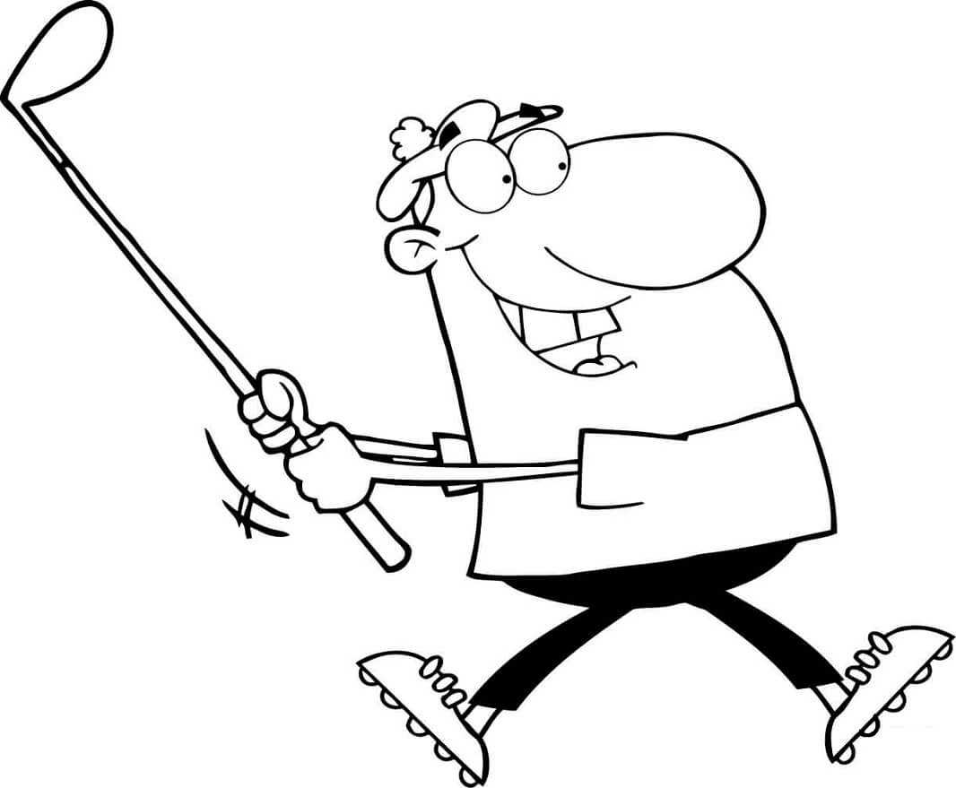 Cartoon Man Playing Golf