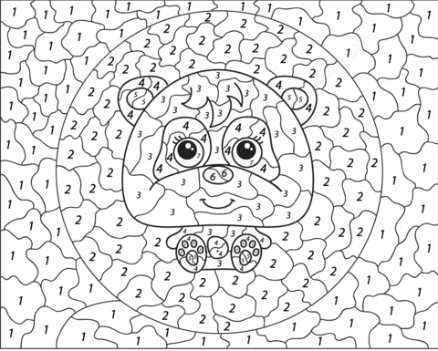 Cartoon Panda Color by Number Coloring Page