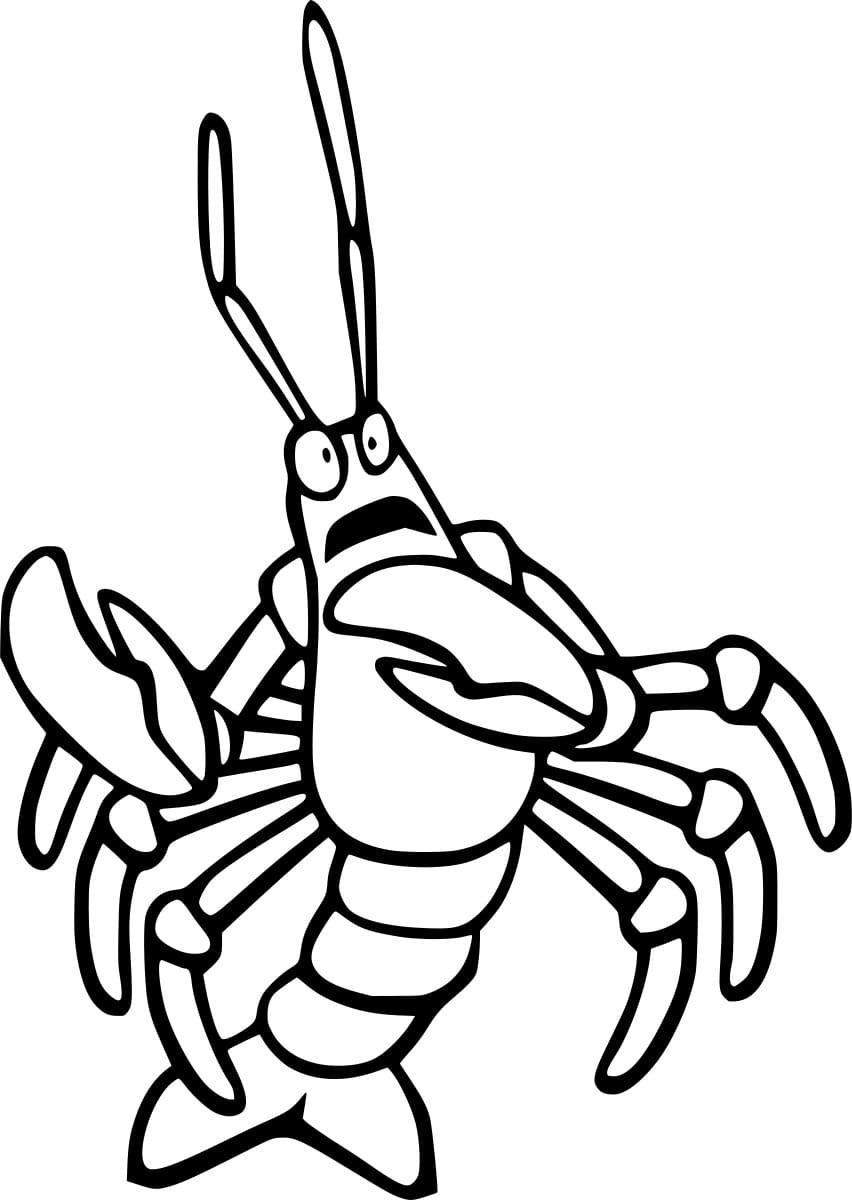Cartoon Scared Lobster Coloring Page