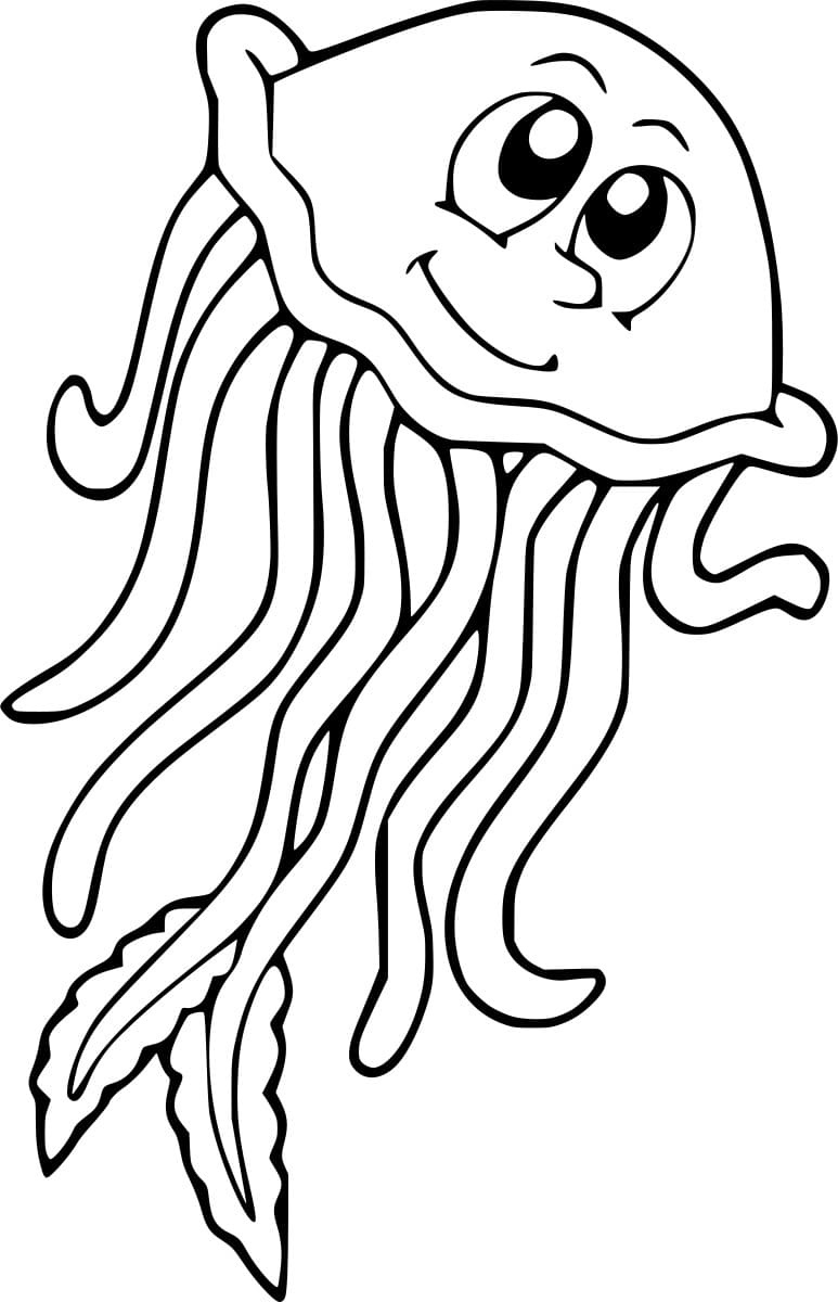 Cartoon Simple Jellyfish Coloring Page