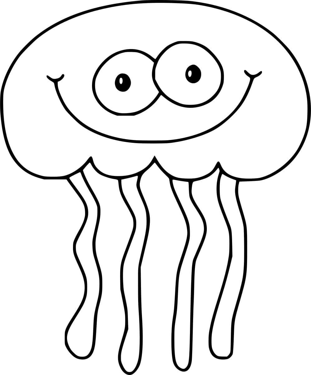 Cartoon Smiling Jellyfish Image Coloring Page
