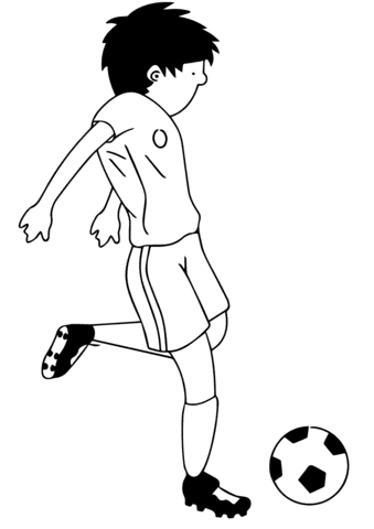 Cartoon Soccer Player Kicking Ball Coloring Page