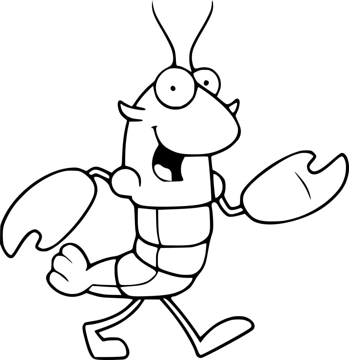 Cartoon Walking Lobster Coloring Page
