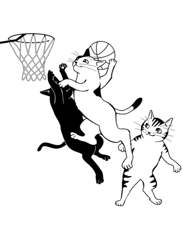 Cats Playing Basketball For Kids