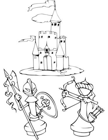 Chess Battle Coloring Page