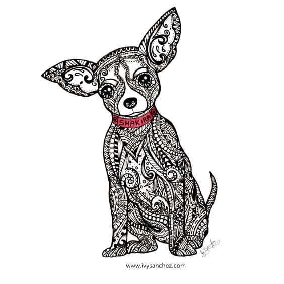Chihuahua Dog Mandala Coloring Page