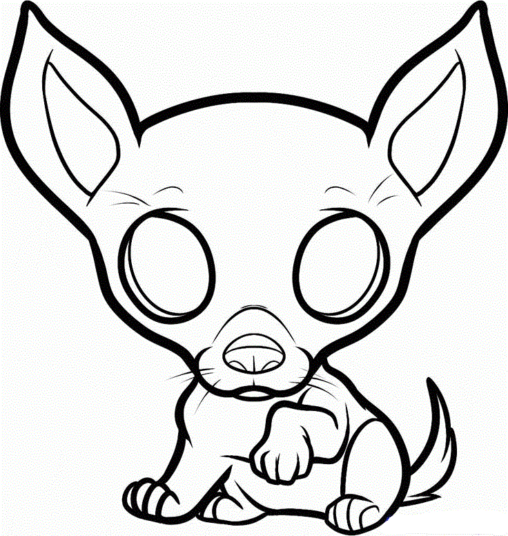 Chihuahua Dog Painting For Kids Coloring Page