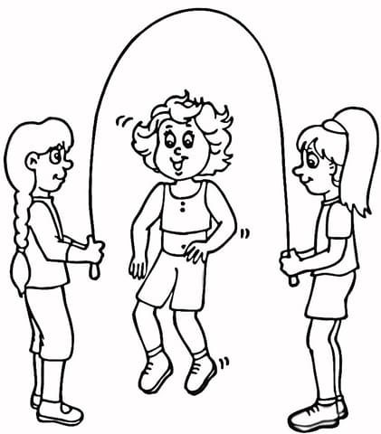Children Jump Rope Image For Children Coloring Page