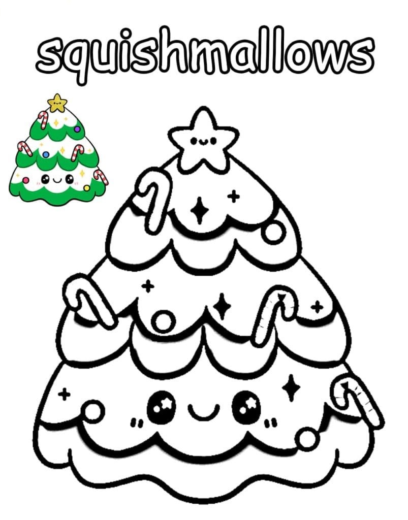 Christmas Tree Squishmallows Image Coloring Page