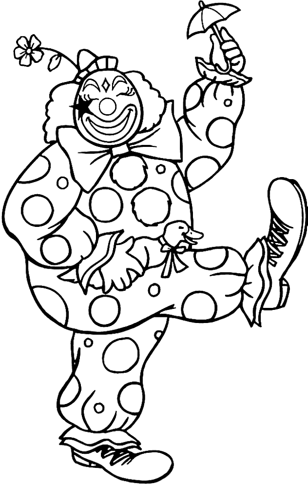 Clown Children Image Coloring Page