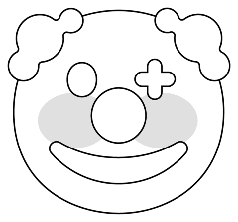 Clown Face Emoji Image Coloring Page
