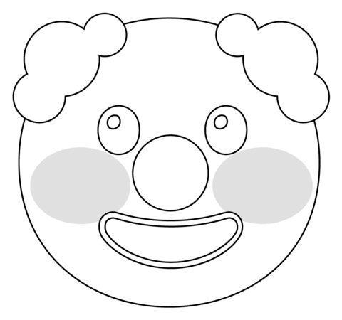 Clown Face Emoji Coloring Page