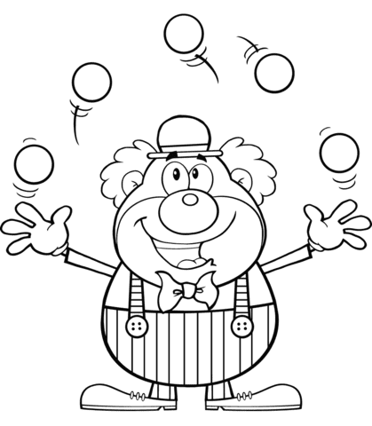 Clown Juggling Balls Coloring Page
