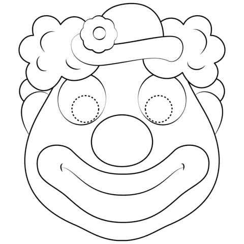 Clown Mask Image Coloring Page