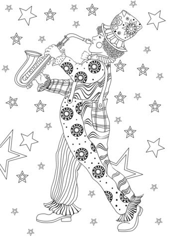Clown From Mardi Gras Carnival Image Coloring Page