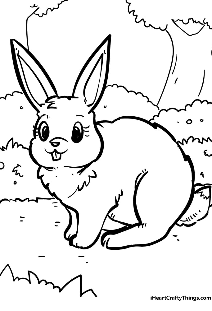 Cool Bunny For Kids Coloring Page