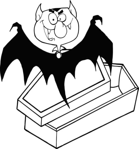 Count Dracula Out Of The Coffin Coloring Page