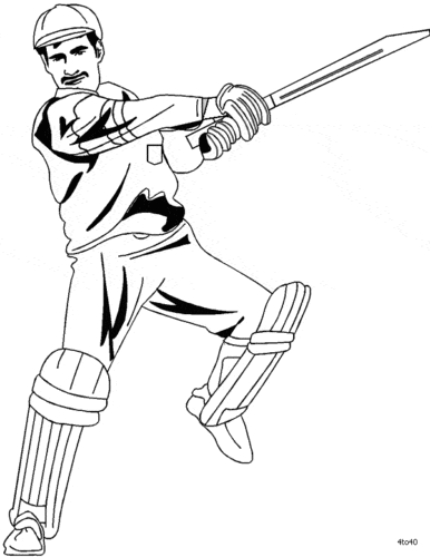 Cricket Batsman Image Coloring Page