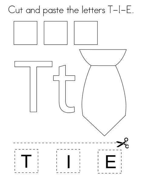 Cute And Paste The Letters TIE Coloring Page