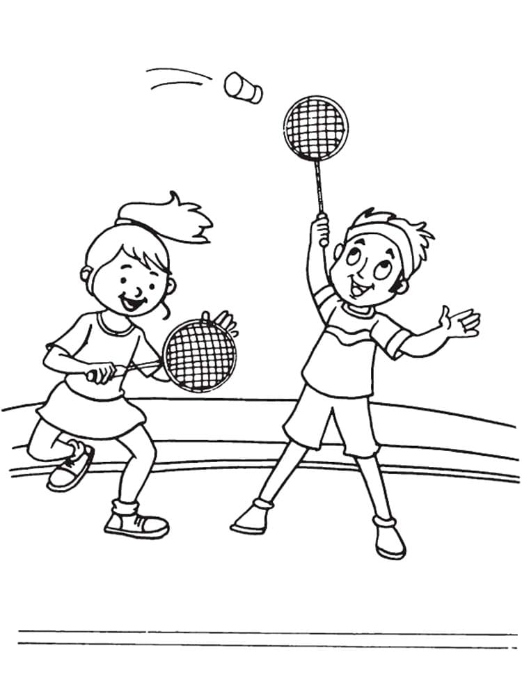 Cute Badminton Coloring Page