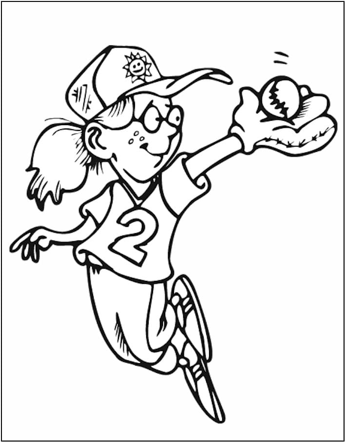 Cute Baseball Player Coloring Page
