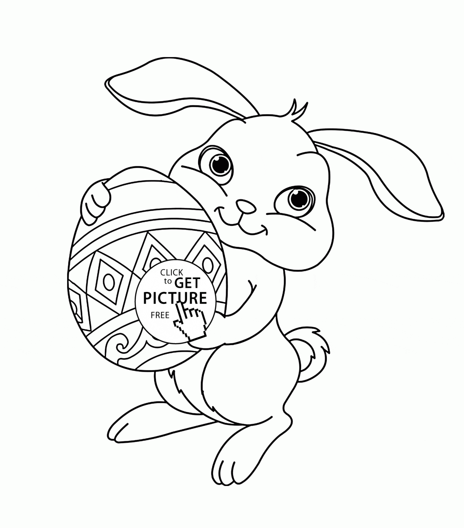 Cute Easter Bunny For Kids Coloring Page
