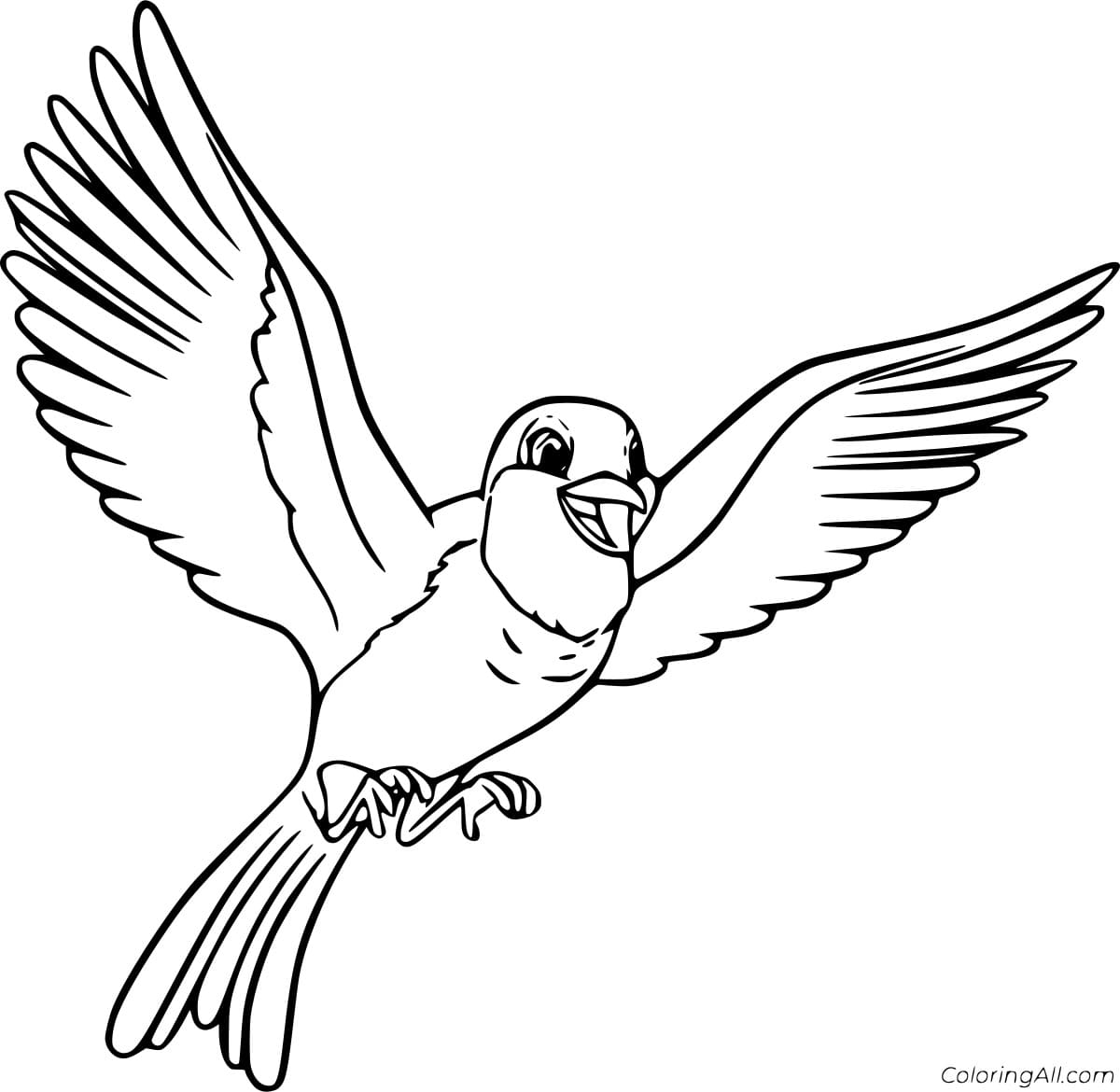 Cute Flying Robin Coloring Page