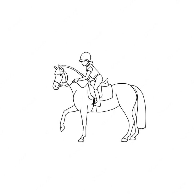 Cute Girl With Her Pony Friend Coloring Page