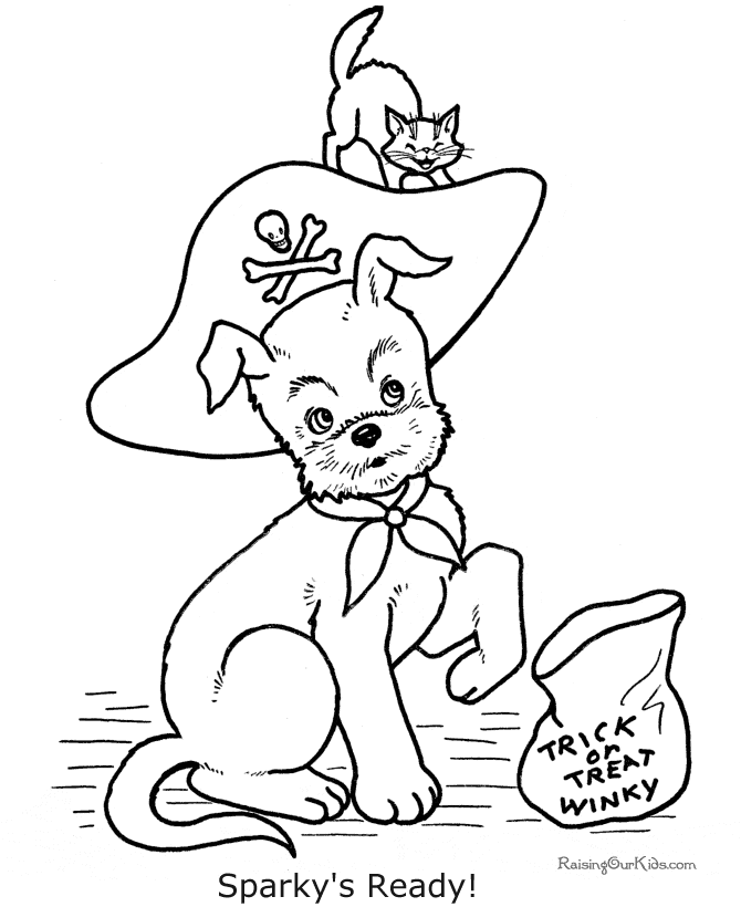 Cute Halloween Dog Coloring Page