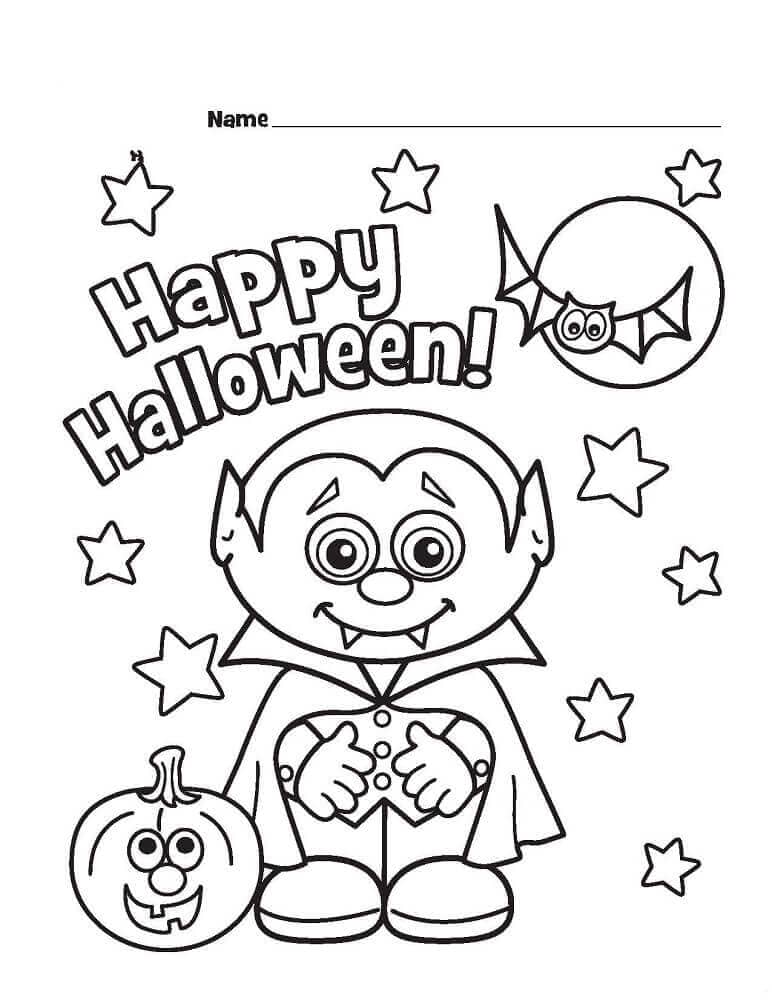 Cute Halloween Vampire Coloring Page