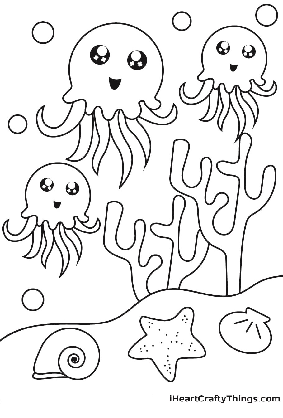 Cute Jellyfish Image Coloring Page