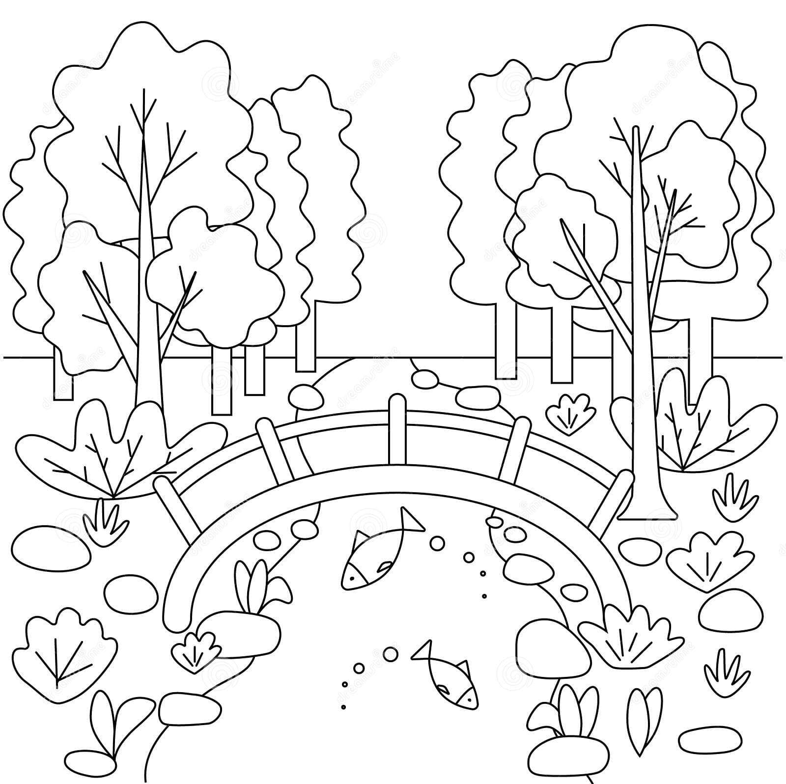 Cute Kids Coloring Book With Landscape