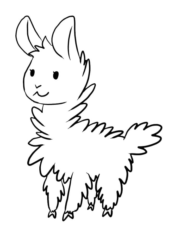 Cute Llama Printable Coloring Page