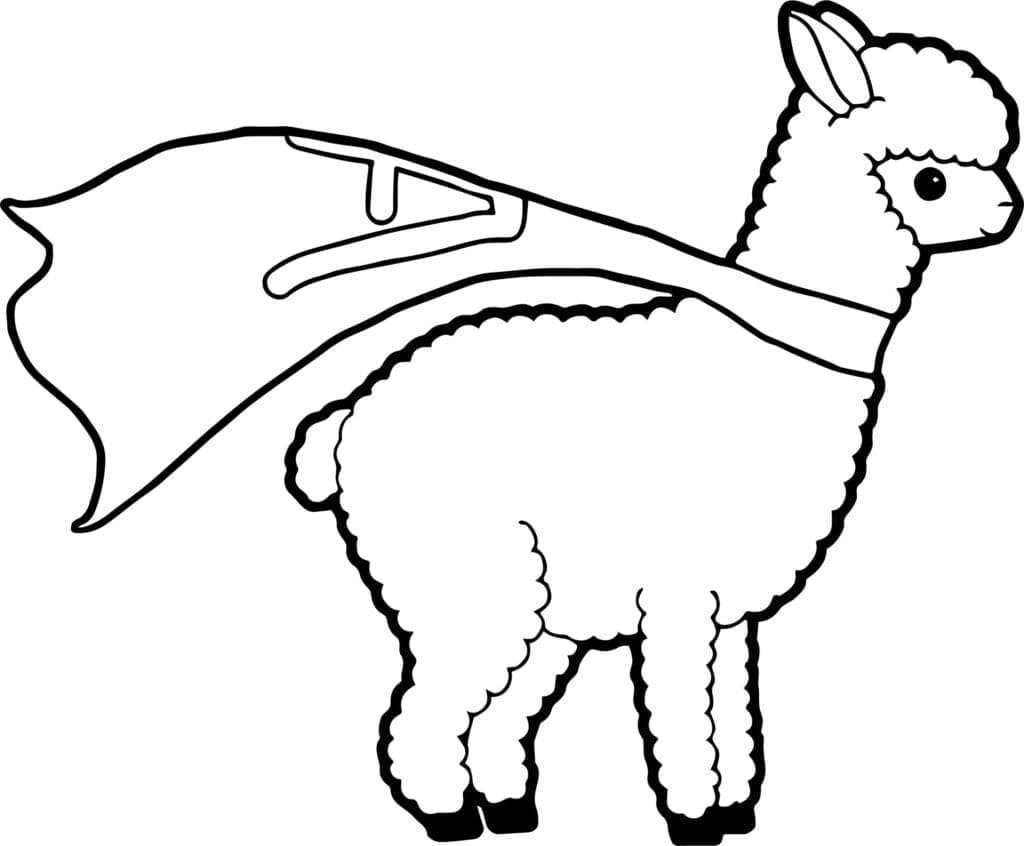 Cute Llama With A Cloak Coloring Page