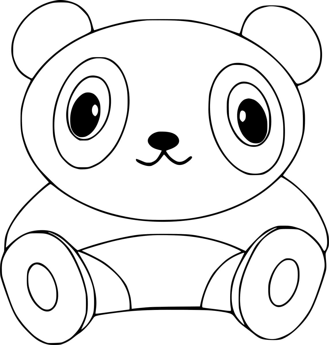 Cute Panda Sits On The Ground Coloring Page
