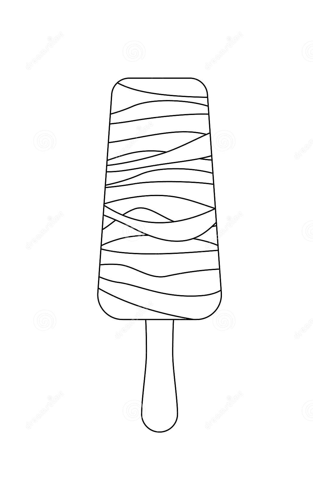 Cute Popsicle Black And White Ice Cream Coloring Page