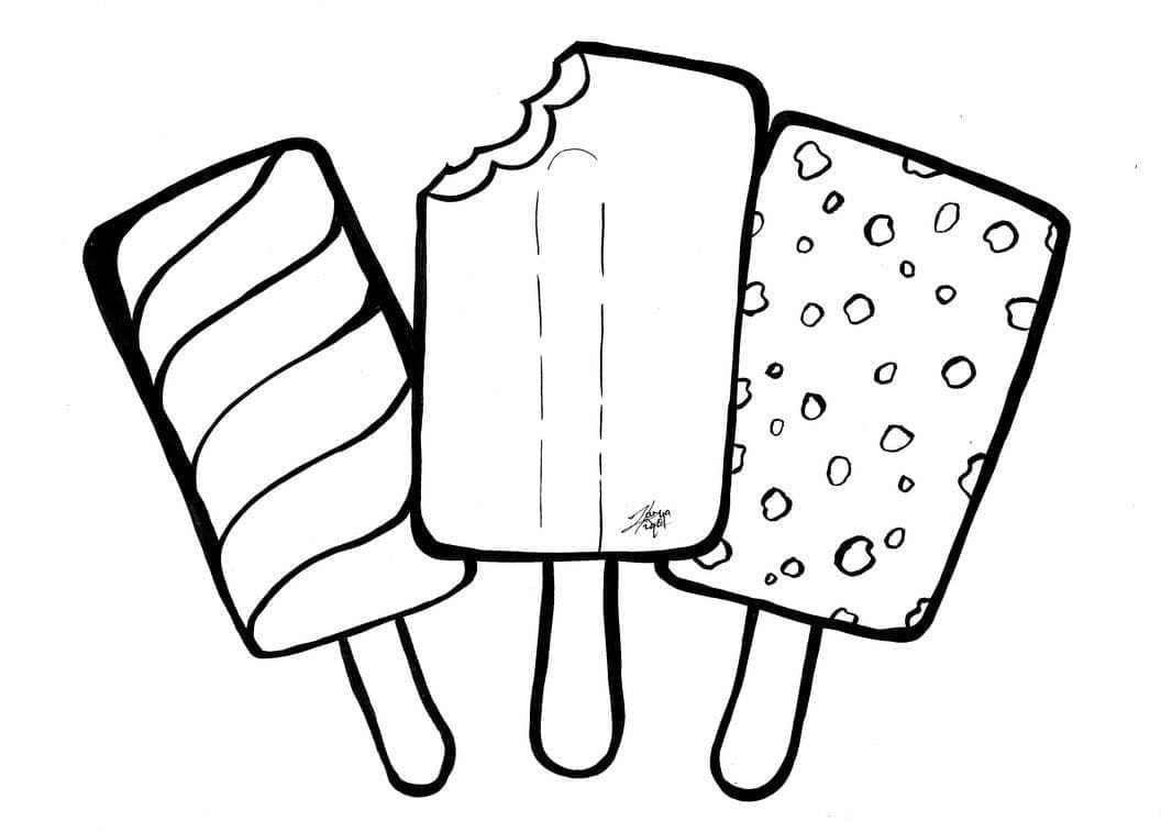 Cute Popsicle Ice Cream Image Coloring Page