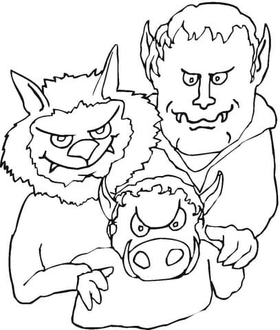 Demon’s Vampire Family Coloring Page
