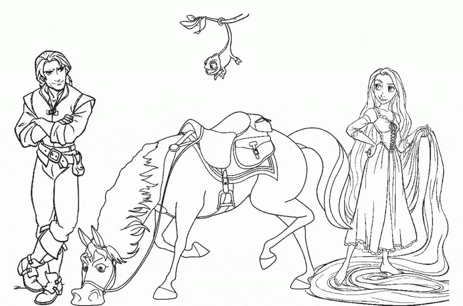 Disney Snow White Horse Riding Coloring Page