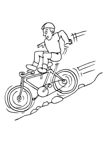 Downhill On Mountain Bike Coloring Page