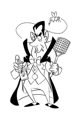 Dracula With Bug Spray Coloring Page