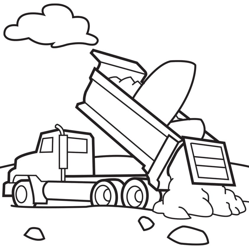 Dump Truck Cute For Children Coloring Page