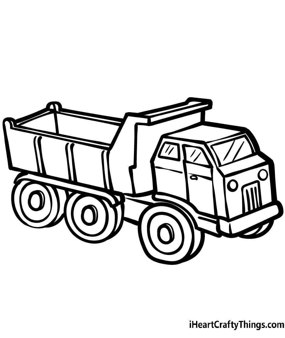 Dump Truck Cute For Kids Coloring Page