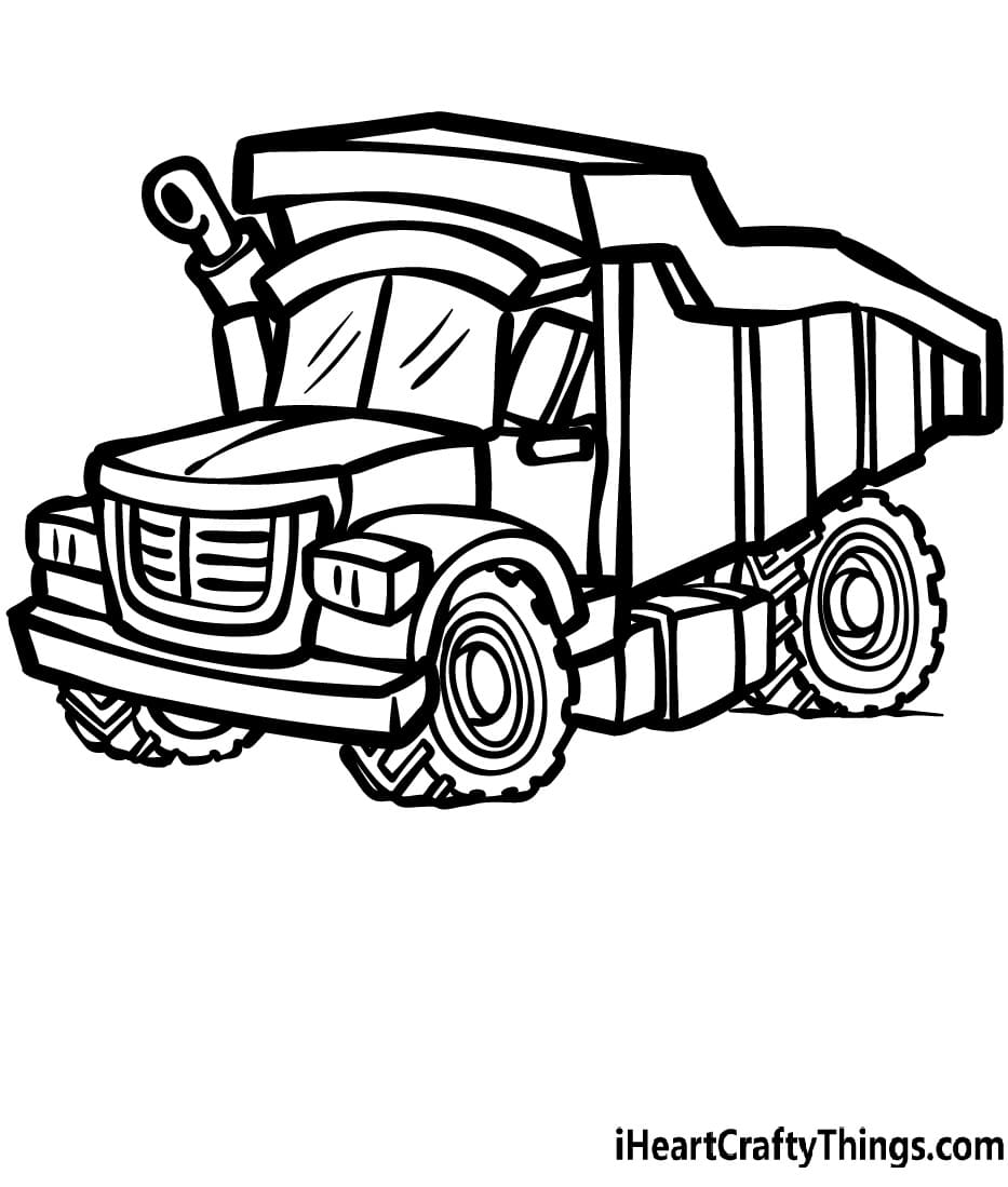 Dump Truck Cute Printable Coloring Page