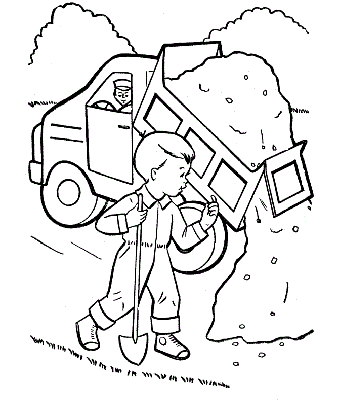 Dump Truck Kids Coloring Page