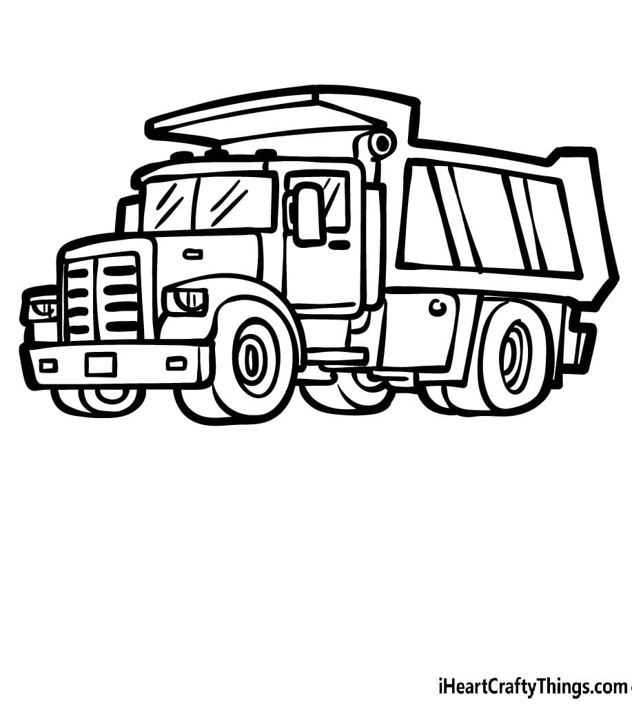 Dump Truck With Rocks Image For Children Coloring Page
